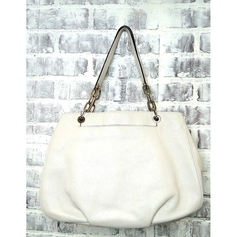 Michael Kors Women's‎ Fulton Leather Vanilla White Gold Chain Hand Bag Purse - Picture 7 of 16